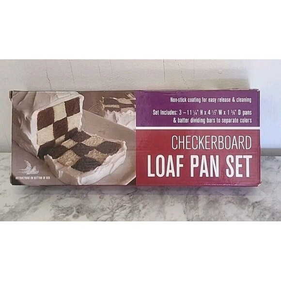 Baking Rectangle Checkerboard Loaf Cake Set Non Stick Pans 11” X 4” Bakeware - Picture 1 of 5